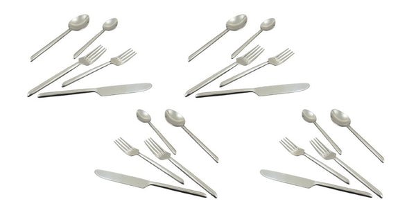 Homeroots Silver Hand Forged 20-piece Stainless Steel Flatware Set – Modern Elegance For Every Dining Occasion   482258