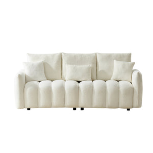 English Elm 78 Inch Teddy Velvet Sofa Solid Wood Frame Plush 3 Seat Living Room Couch W2564S00046