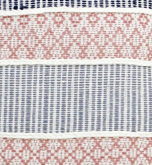 Homeroots 22" X 22" Blue And Peach Trellis Zippered Cotton Blend Throw Pillow With Embroidery   482273