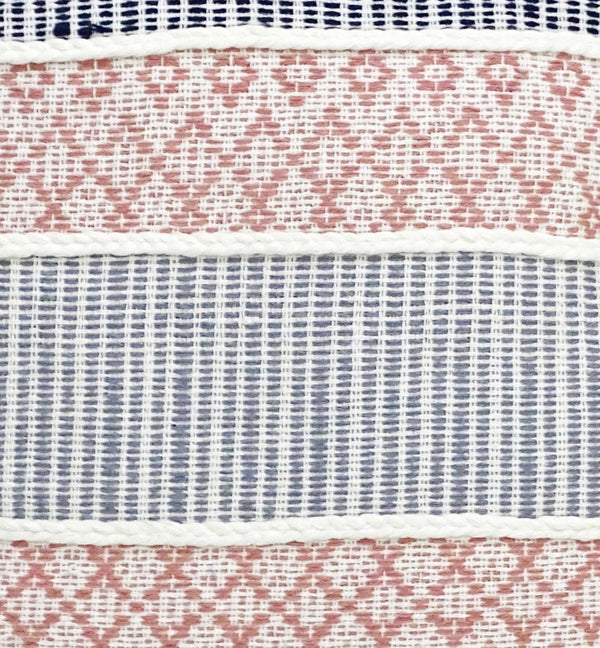 Homeroots 22" X 22" Blue And Peach Trellis Zippered Cotton Blend Throw Pillow With Embroidery   482273