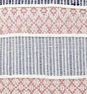 Homeroots 22" X 22" Blue And Peach Trellis Zippered Cotton Blend Throw Pillow With Embroidery   482273