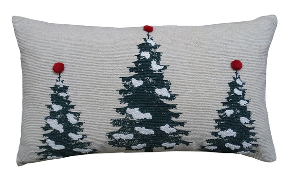 Homeroots 14" X 24" Red And Green Zippered Cotton Blend Christmas Tree Throw Pillow   482276