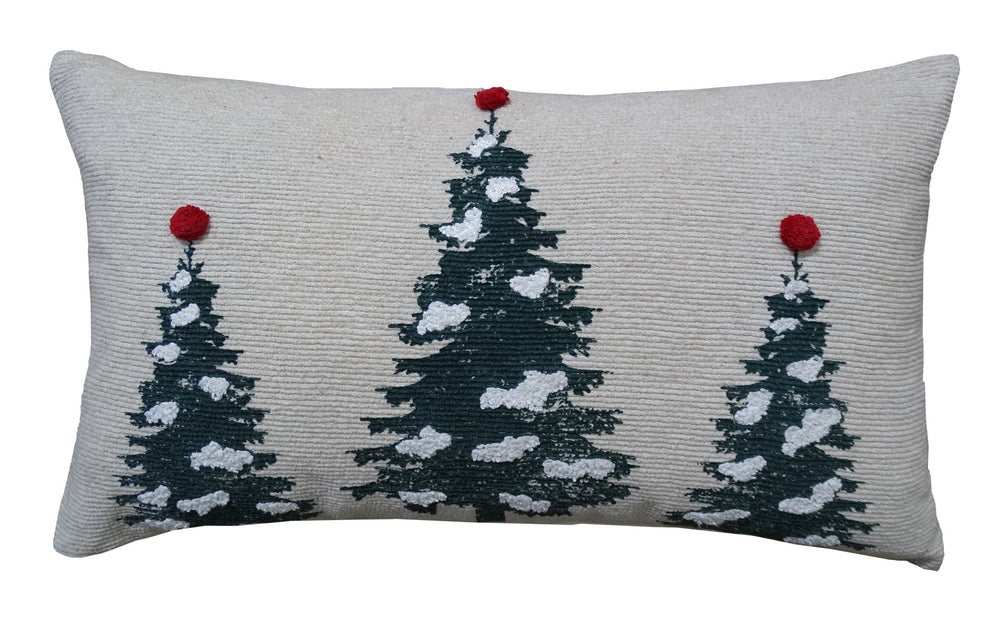 Homeroots 14" X 24" Red And Green Zippered Cotton Blend Christmas Tree Throw Pillow   482276