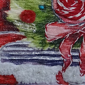 Homeroots 20" X 20" Green And Red Zippered Handmade Cotton Blend Christmas Holiday Van Throw Pillow With Pom Poms   482278