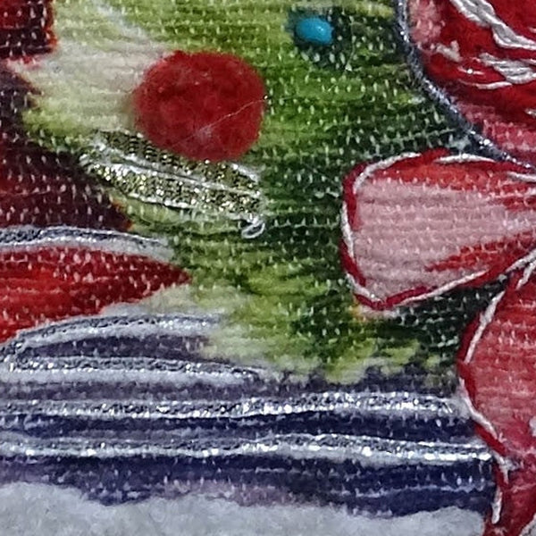 Homeroots 20" X 20" Green And Red Zippered Handmade Cotton Blend Christmas Holiday Van Throw Pillow With Pom Poms   482278