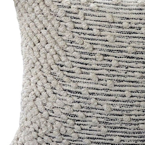 Homeroots 20" Beige Abstract Cotton Blend Throw Pillow With Embroidery And Tassels   482287