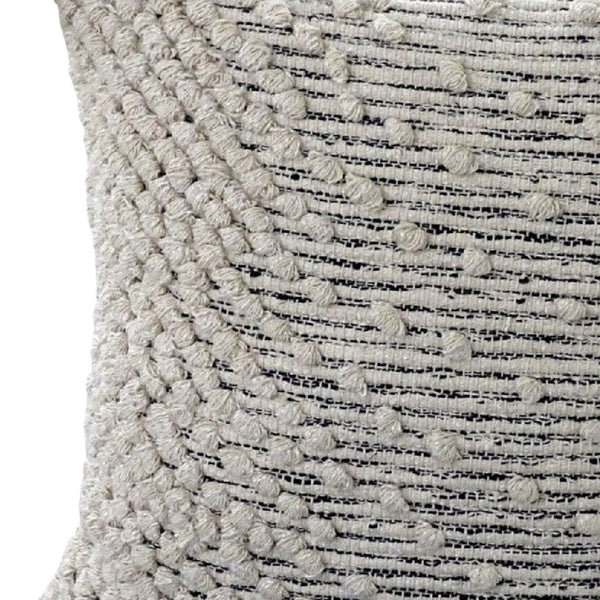 Homeroots 20" Beige Abstract Cotton Blend Throw Pillow With Embroidery And Tassels   482287