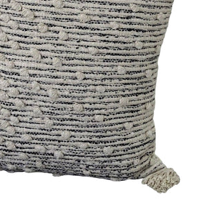 Homeroots 20" Beige Abstract Cotton Blend Throw Pillow With Embroidery And Tassels   482287