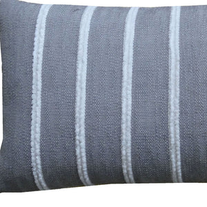 Homeroots 14" X 36" Gray And Yellow Striped Handmade Cotton Blend Throw Pillow With Tassels   482293
