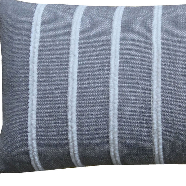 Homeroots 14" X 36" Gray And Yellow Striped Handmade Cotton Blend Throw Pillow With Tassels   482293