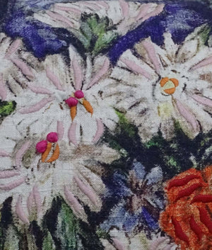 Homeroots 14" X 20" Blue And White Floral Zippered Handmade Cotton Blend Throw Pillow   482295