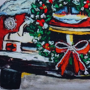 Homeroots 18" X 18" Red And Green Handmade Christmas Car Throw Pillow With Pom Poms   482298