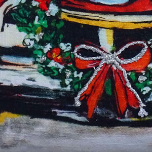 Homeroots 18" X 18" Red And Green Handmade Christmas Car Throw Pillow With Pom Poms   482298