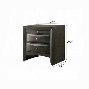 English Elm 1pc Velvet Tufted Nightstand with Faux Marble Top, Crystal Knobs and Two Drawers for Luxe Bedroom Gray 21 L x 30 W x 30 H B2741P321722