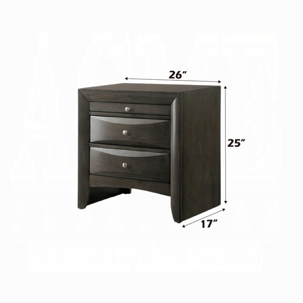 English Elm 1pc Velvet Tufted Nightstand with Faux Marble Top, Crystal Knobs and Two Drawers for Luxe Bedroom Gray 21 L x 30 W x 30 H B2741P321722