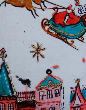 Homeroots 18" X 18" Red And Green Christmas Santa And Reindeer Throw Pillow With Pom Poms   482300