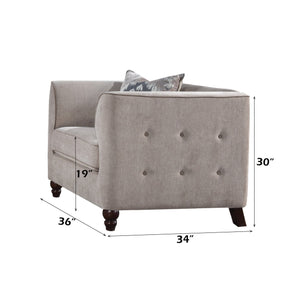 English Elm Cyndi Tan Velvet Chair with Pillow — Button Tufted Back & Arms, Pocket Coil Seat, Espresso Legs B2726P401437