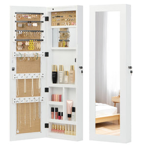 English Elm Solid Wood Wall Mounted Jewelry Armoire with Led Lighting and Full Length Mirror W2640P454224
