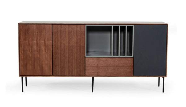 HomeRoots Urban Multi-Tone 71" Buffet Server with Ample Storage, Modern Metal Legs, and Versatile Design 482349