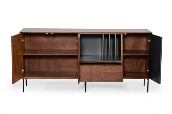 HomeRoots Urban Multi-Tone 71" Buffet Server with Ample Storage, Modern Metal Legs, and Versatile Design 482349