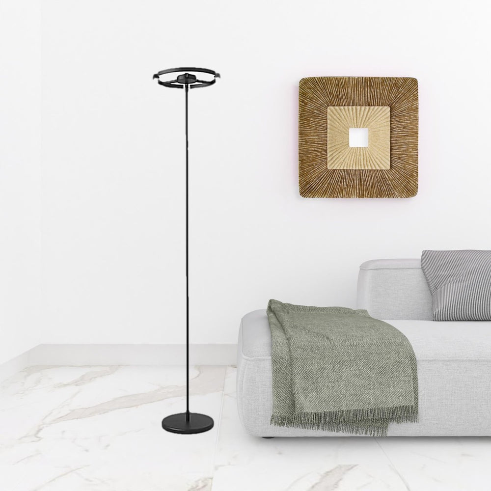 HomeRoots 69" Color Changing LED Floor Lamp - Modern Black Column Design with Adjustable Head for Ambiance 482363