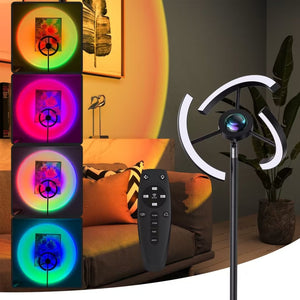 HomeRoots 69" Color Changing LED Floor Lamp - Modern Black Column Design with Adjustable Head for Ambiance 482363