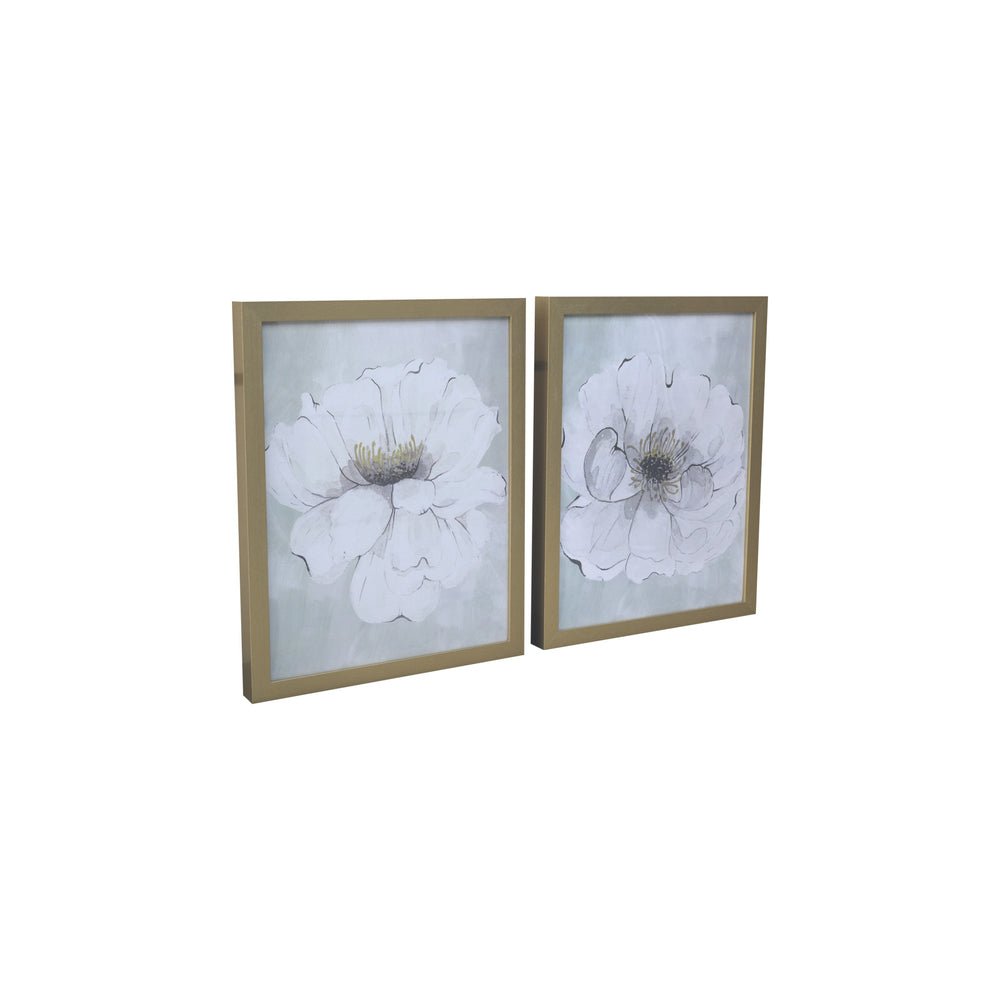 Homeroots Set Of Two White Rose Gold Picture Frame Painting Wall Art  Paper 482374