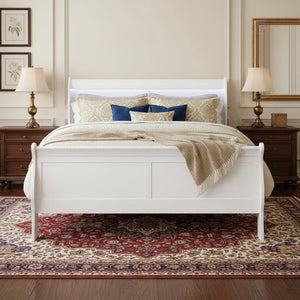 Solid Wood Full Platform Bed Frame for Timeless Modern Bedroom Style and Sturdy Foundation