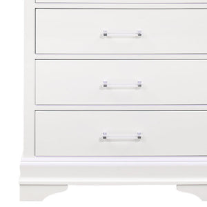 Homeroots 16" White Solid Wood Five Drawer Chest With Led Lighting  Solid Wood 482388