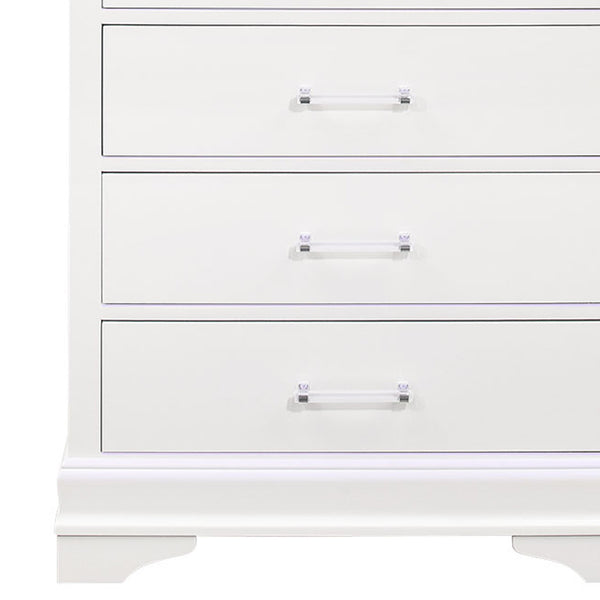 Homeroots 16" White Solid Wood Five Drawer Chest With Led Lighting  Solid Wood 482388