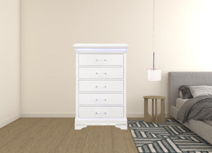 Homeroots 16" White Solid Wood Five Drawer Chest With Led Lighting  Solid Wood 482388