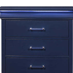 Homeroots 16" Blue Solid Wood Five Drawer Chest With Led Lighting  Solid And Manufactured Wood 482389