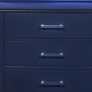 Homeroots 16" Blue Solid Wood Five Drawer Chest With Led Lighting  Solid And Manufactured Wood 482389