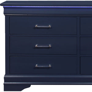 Homeroots 59" Blue Solid Wood Six Drawer Double Dresser  Solid Wood 482390