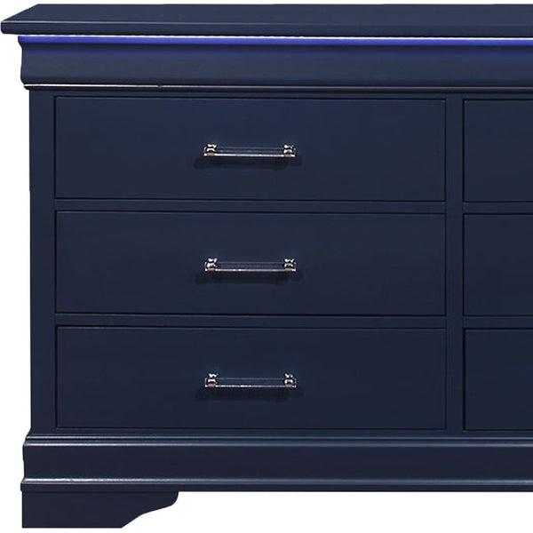 Homeroots 59" Blue Solid Wood Six Drawer Double Dresser  Solid Wood 482390
