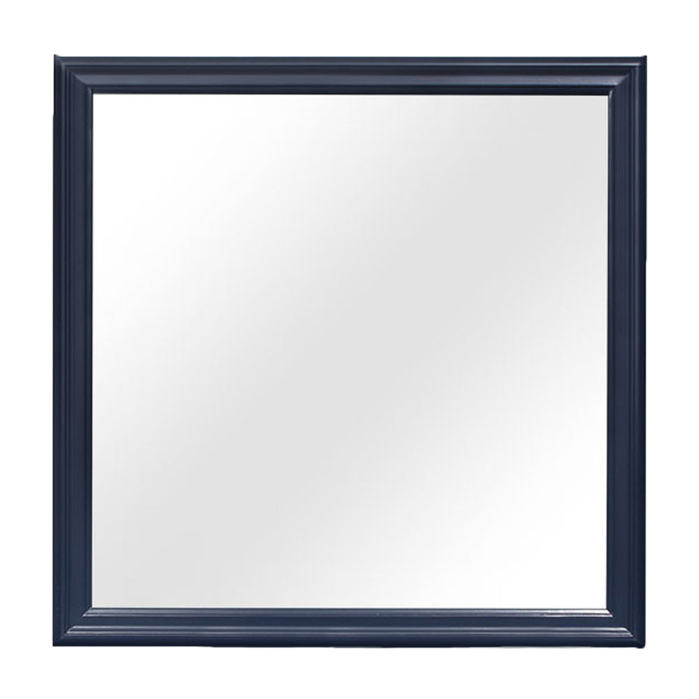 Homeroots 38" Blue Square Wood Framed Accent Mirror  Rubberwood 482394