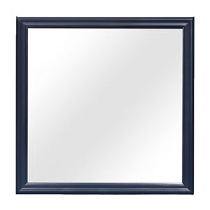 Homeroots 38" Blue Square Wood Framed Accent Mirror  Rubberwood 482394