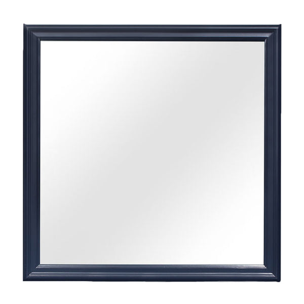 Homeroots 38" Blue Square Wood Framed Accent Mirror  Rubberwood 482394