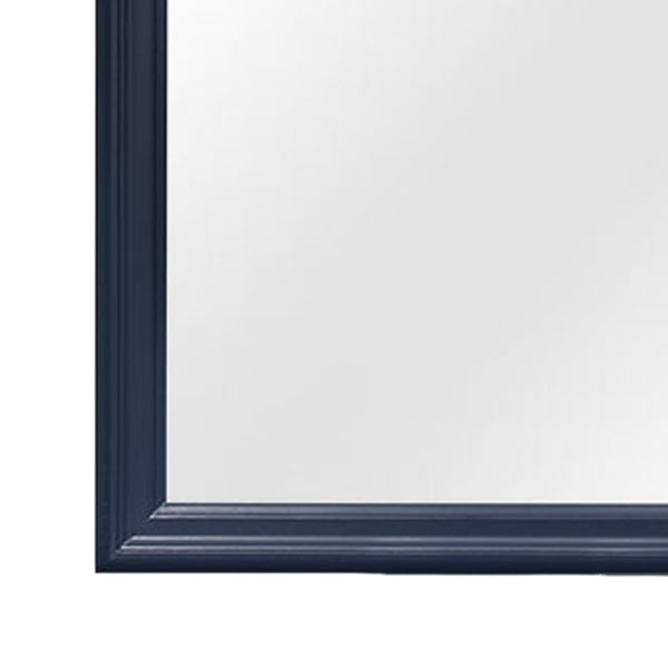 Homeroots 38" Blue Square Wood Framed Accent Mirror  Rubberwood 482394