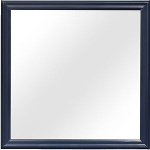 Homeroots 38" Blue Square Wood Framed Accent Mirror  Rubberwood 482394