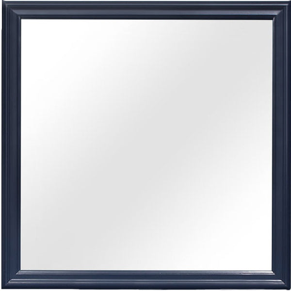 Homeroots 38" Blue Square Wood Framed Accent Mirror  Rubberwood 482394