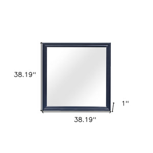 Homeroots 38" Blue Square Wood Framed Accent Mirror  Rubberwood 482394