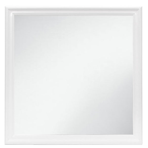 Homeroots 38" White Square Wood Framed Accent Mirror  Rubberwood 482395