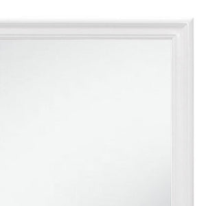 Homeroots 38" White Square Wood Framed Accent Mirror  Rubberwood 482395