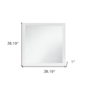 Homeroots 38" White Square Wood Framed Accent Mirror  Rubberwood 482395
