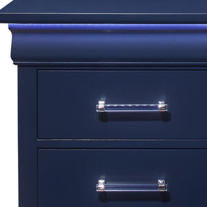 Homeroots 24" Blue Two Drawer Solid Wood Lighted Nightstand   482397