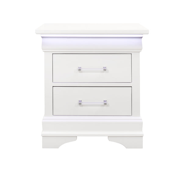 Homeroots 24" White Two Drawer Nightstand   482398