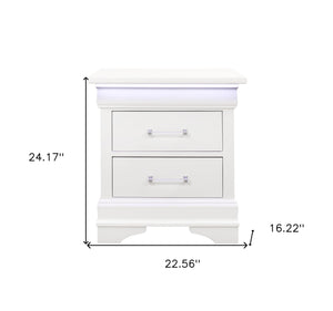 Homeroots 24" White Two Drawer Nightstand   482398