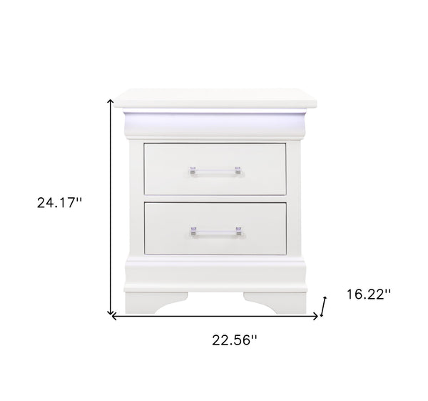 Homeroots 24" White Two Drawer Nightstand   482398