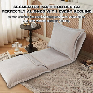 English Elm Convertible Floor Sofa Bed: Stylish, Space-Saving Chair With Adjustable Backrest & Soft Pillows W3422P364822